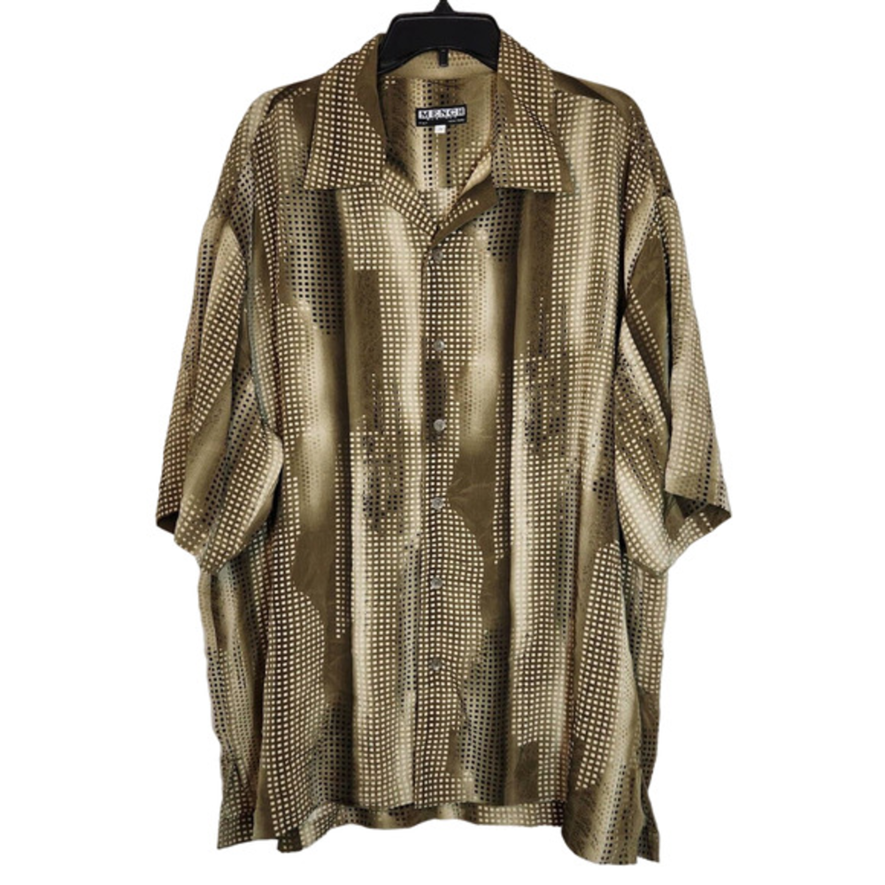 Mench Platinum 3XL Mens Shirt Short Sleeve Button Down Geometrical Poly Italy NY